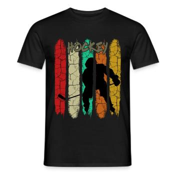 Retro Style Vintage Eishockey | Eissport Geschenk - Männer T-Shirt - Schwarz - Vorne - AI Model Male 178 light (178cm)