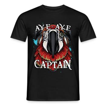Aye Aye Captain Pirate Parrot Pet Gift - Men's T-Shirt - black - Front - AI Model Male 178 light (178cm)