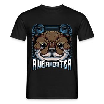 Modern Sea Otter | Trendy woodlander gave - Mænd T-shirt - sort - Foran - AI Model Male 178 light (178cm)