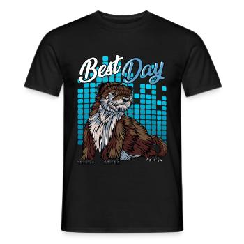 Modern pothole otter | Forest dweller gift - Men's T-Shirt - black - Front - AI Model Male 178 light (178cm)