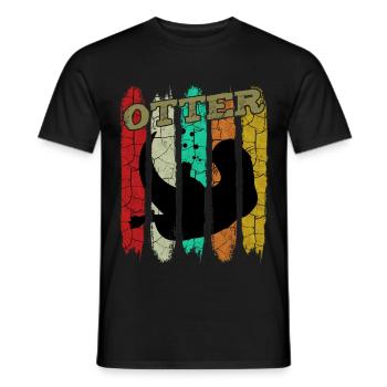 Retro Style Vintage Seeotter Wassermarder Geschenk - Männer T-Shirt - Schwarz - Vorne - AI Model Male 178 light (178cm)