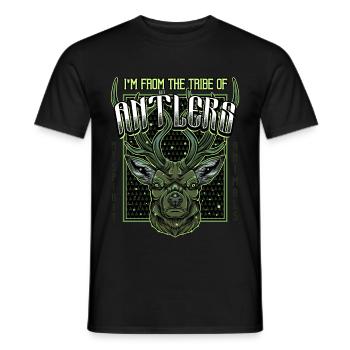 Tête de cerf moderne | Idée cadeau de chevreuil animal de forêt - T-shirt homme - noir - Devant - AI Model Male 178 light (178cm)