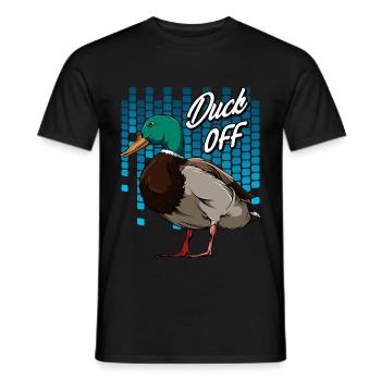Trendy Duck Word Game | Duck off bird gift - Men's T-Shirt - black - Front - AI Model Male 178 light (178cm)