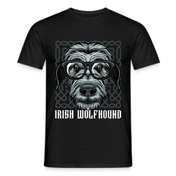 Nerdy Irish Wolfhound | Cool glasses gift - Men's T-Shirt - black - Front - AI Model Male 178 light (178cm)