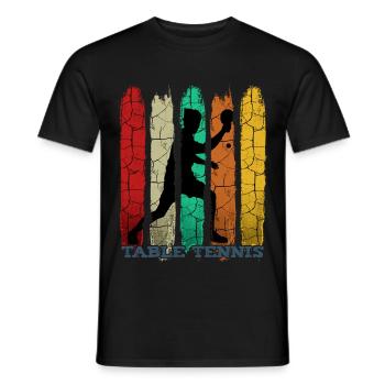 Retro Vintage Tischtennis Silhouette Geschenkidee - Männer T-Shirt - Schwarz - Vorne - AI Model Male 178 light (178cm)