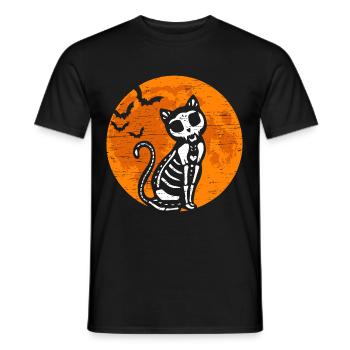 Black Cat Skeleton Pumpkin Moon Halloween Cat - Männer T-Shirt - Schwarz - Vorne - AI Model Male 178 light (178cm)