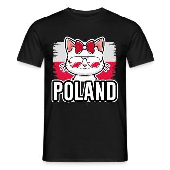 Polen Katze Fußball Katzenliebhaber - Männer T-Shirt - Schwarz - Vorne - AI Model Male 178 light (178cm)