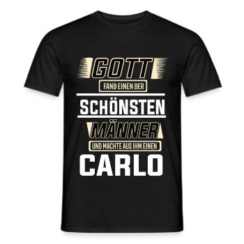 Carlo the Most Beautiful Man Shaped by God Design - Men's T-Shirt - black - Front - AI Model Male 178 light (178cm)