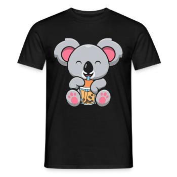Bubble Milk Tea Koala Drinking Boba Milk Tea - Men's T-Shirt - black - Front - AI Model Male 178 light (178cm)