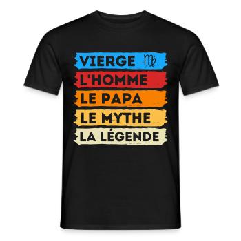 Vierge l' homme le papa cadeau signe astrologique - T-shirt homme - noir - Devant - AI Model Male 178 light (178cm)