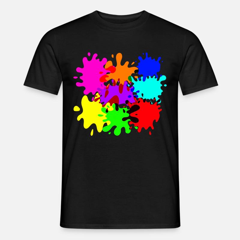 bunte Farbkleckse Paintballflecken - Männer T-Shirt - Schwarz