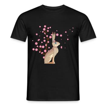 Cherry Blossom Rabbit Japanese Sakura Flower - Men's T-Shirt - black - Front - AI Model Male 178 light (178cm)