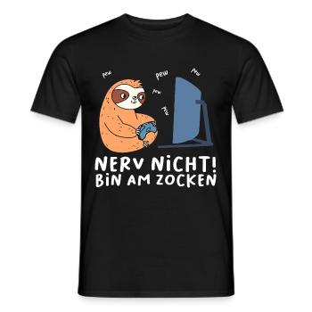 Bin am Zocken Gaming Faultier - Männer T-Shirt - Schwarz - Vorne - AI Model Male 178 light (178cm)