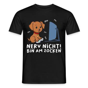 Bin am Zocken Gaming Labrador Hund - Männer T-Shirt - Schwarz - Vorne - AI Model Male 178 light (178cm)
