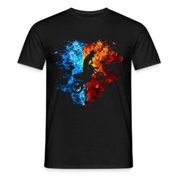 Motocross Fire Flames Motocross Rider Motorcycle - Men's T-Shirt - black - Front - AI Model Male 178 light (178cm)