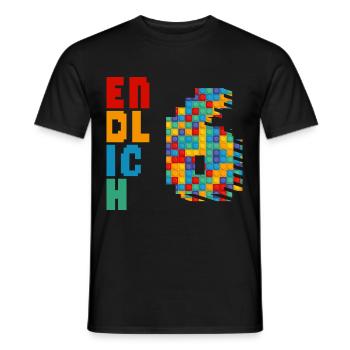 Endlich 6 Baustein - Männer T-Shirt - Schwarz - Vorne - AI Model Male 178 light (178cm)