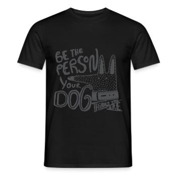 SOYEZ LA PERSONNE VOTRE CHIEN - T-shirt homme - noir - Devant - AI Model Male 178 light (178cm)