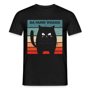 Da Hund Woars Mundart lustige Katze - Männer T-Shirt - Schwarz - Vorne - AI Model Male 178 light (178cm)