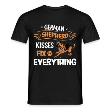 Deutscher Schäferhund Küsse bringen alles in Ordnung - Männer T-Shirt - Schwarz - Vorne - AI Model Male 178 light (178cm)