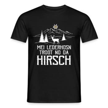 Mei Lederhosn trogt no da deer costume - Men's T-Shirt - black - Front - AI Model Male 178 light (178cm)
