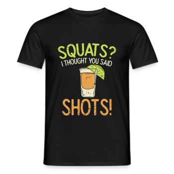 Kniebeugen? Ich dachte, ich sage Schnaps! - Männer T-Shirt - Schwarz - Vorne - AI Model Male 178 light (178cm)