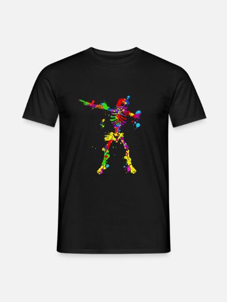 Neon Dab Dabbing Skeleton Années 80 Années 80 Dab Dance - T-shirt homme - noir