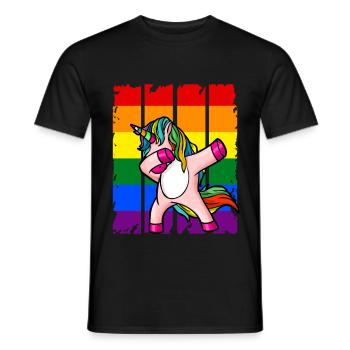 LGBT licorne arc-en-ciel gay amour lesbien - T-shirt homme - noir - Devant - AI Model Male 178 light (178cm)