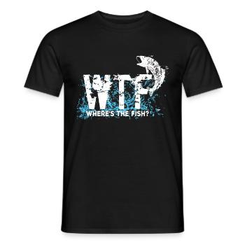 Fischen Angeln Humor WTF Where's The Fish - Männer T-Shirt - Schwarz - Vorne - AI Model Male 178 light (178cm)