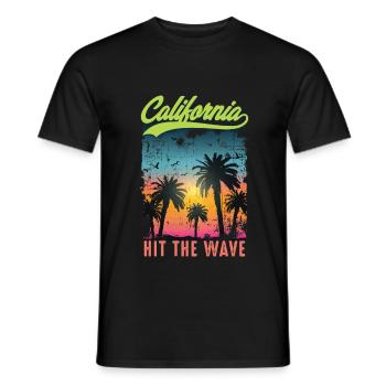 California Surfing Surfer Lifestyle Vintage Retro - Men's T-Shirt - black - Front - AI Model Male 178 light (178cm)
