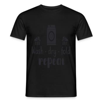 WASH,DRY,FOLD,REPEAT - Männer T-Shirt - Schwarz - Vorne - AI Model Male 178 light (178cm)