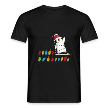 Merry Christmas Penguin Sign Language Sign Sign - Men's T-Shirt - black - Front - AI Model Male 178 light (178cm)
