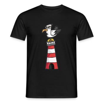Mouette Colombe Phare de la mer du Nord Baltique Bande dessin animé - T-shirt homme - noir - Devant - AI Model Male 178 light (178cm)