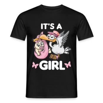 Mädchen Tochter Klapperstorch Schwangerschaft pink - Männer T-Shirt - Schwarz - Vorne - AI Model Male 178 light (178cm)