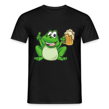 Frosch der Bier trinkt Cartoon lustig Cartoon - Männer T-Shirt - Schwarz - Vorne - AI Model Male 178 light (178cm)