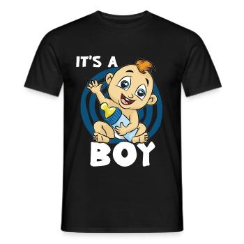 IT S A BOY Baby Junge Sohn Fläschchen Geburt Kind - Männer T-Shirt - Schwarz - Vorne - AI Model Male 178 light (178cm)