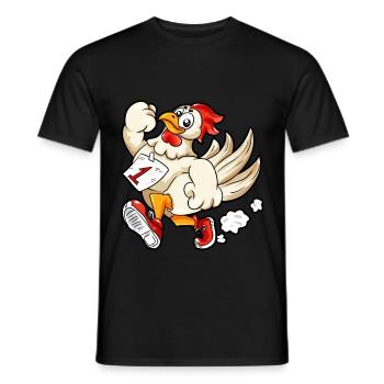rennendes Huhn Startnummer 1 Marathon Läufer Comic - Männer T-Shirt - Schwarz - Vorne - AI Model Male 178 light (178cm)
