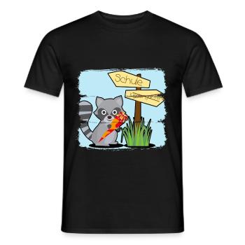 Sac de bonbons de raton laveur d'inscription scolaire - T-shirt homme - noir - Devant - AI Model Male 178 light (178cm)