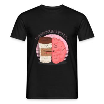 Kaffee Gehirn Trinken Spruch Lustig - Männer T-Shirt - Schwarz - Vorne - AI Model Male 178 light (178cm)
