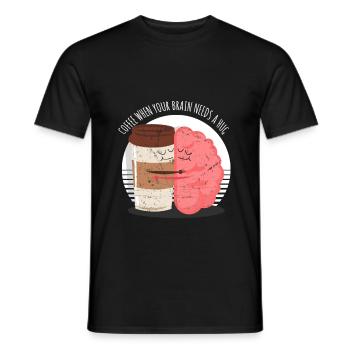 Kaffee Gehirn Trinken Spruch Lustig - Männer T-Shirt - Schwarz - Vorne - AI Model Male 178 light (178cm)