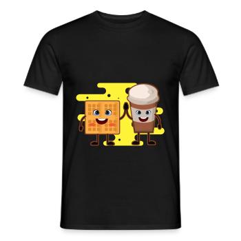 Waffel Kaffee Lecker Essen Trinken Süß - Männer T-Shirt - Schwarz - Vorne - AI Model Male 178 light (178cm)