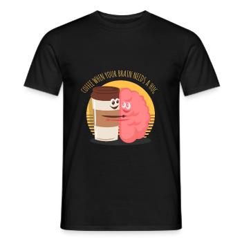 Kaffee Gehirn Trinken Spruch Lustig - Männer T-Shirt - Schwarz - Vorne - AI Model Male 178 light (178cm)
