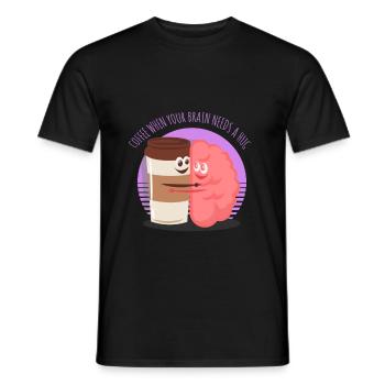 Kaffee Gehirn Trinken Spruch Lustig - Männer T-Shirt - Schwarz - Vorne - AI Model Male 178 light (178cm)