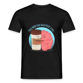 Kaffee Gehirn Trinken Spruch Lustig - Männer T-Shirt - Schwarz - Vorne - AI Model Male 178 light (178cm)
