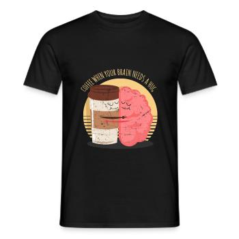 Coffee Brain Drink Saying Funny - Men's T-Shirt - black - Front - AI Model Male 178 light (178cm)