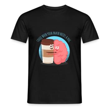 Kaffee Gehirn Trinken Spruch Lustig - Männer T-Shirt - Schwarz - Vorne - AI Model Male 178 light (178cm)