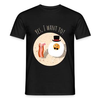 Bacon bacon oeuf délicieux repas mariage marry - T-shirt homme - noir - Devant - AI Model Male 178 light (178cm)