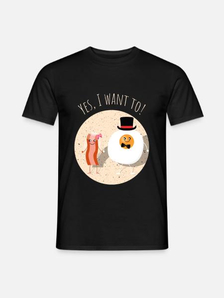 Speck Bacon Ei Lecker Essen Hochzeit Heiraten - Männer T-Shirt - Schwarz