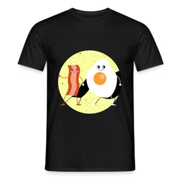 Bacon Bacon Egg Yummy Funny Eating Friends - Men's T-Shirt - black - Front - AI Model Male 178 light (178cm)