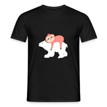 Sloth Lazy Polar Bear Bear Sleeping Lying tired - Men's T-Shirt - black - Front - AI Model Male 178 light (178cm)