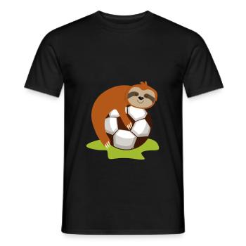 Sloth Lazy Football Lazy Game Tired - Men's T-Shirt - black - Front - AI Model Male 178 light (178cm)